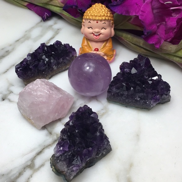 Amethyst Rose Quartz LOVE PEACE Bundle 5 Pieces - Picture 5 of 7